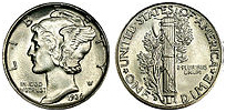 Dimes copy A Mercury dime with 90% silver content