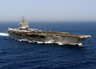 USS Enterprise aircraft carrier at sea